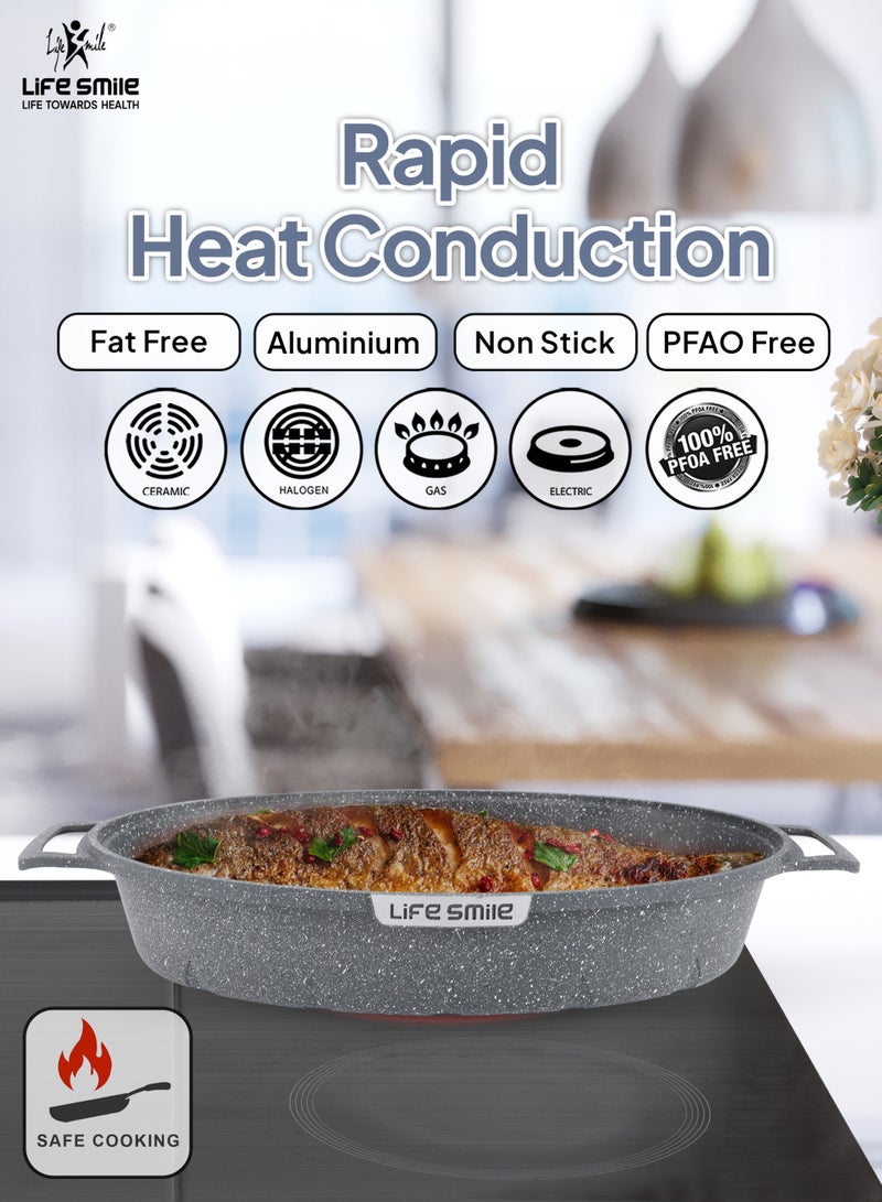 Life Smile Granite Nonstick Fish Pan Set –  Multi-Layer Granite Coating, Induction Compatible Aluminium Cookware - Image 3