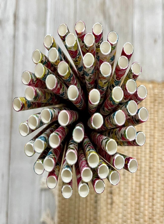 Outside the Box Papers Rose Floral Paper Straws - Valentine Wedding Birthday Shower Supply - Pink Yellow Blue White - 7.75 Inches - 100 Pack - Outside the Box Papers Brand - Image 5