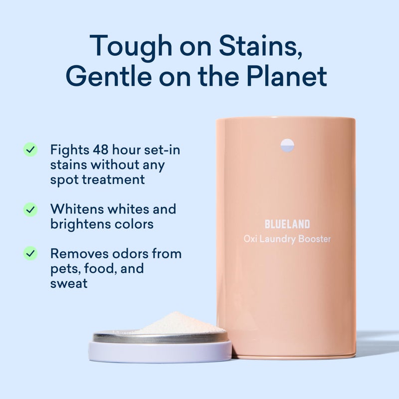 BLUELAND Oxi Laundry Booster Powder with Tin, Starter Set, Clear Skies Scent, 25 Loads, 17.6 oz, Plastic-Free, Eco Friendly, Oxy Cleaner, Stain Remover - Image 2
