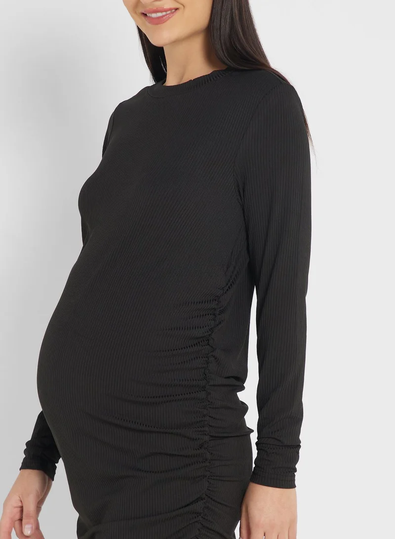Only Maternity Ruched Knitted Dress
