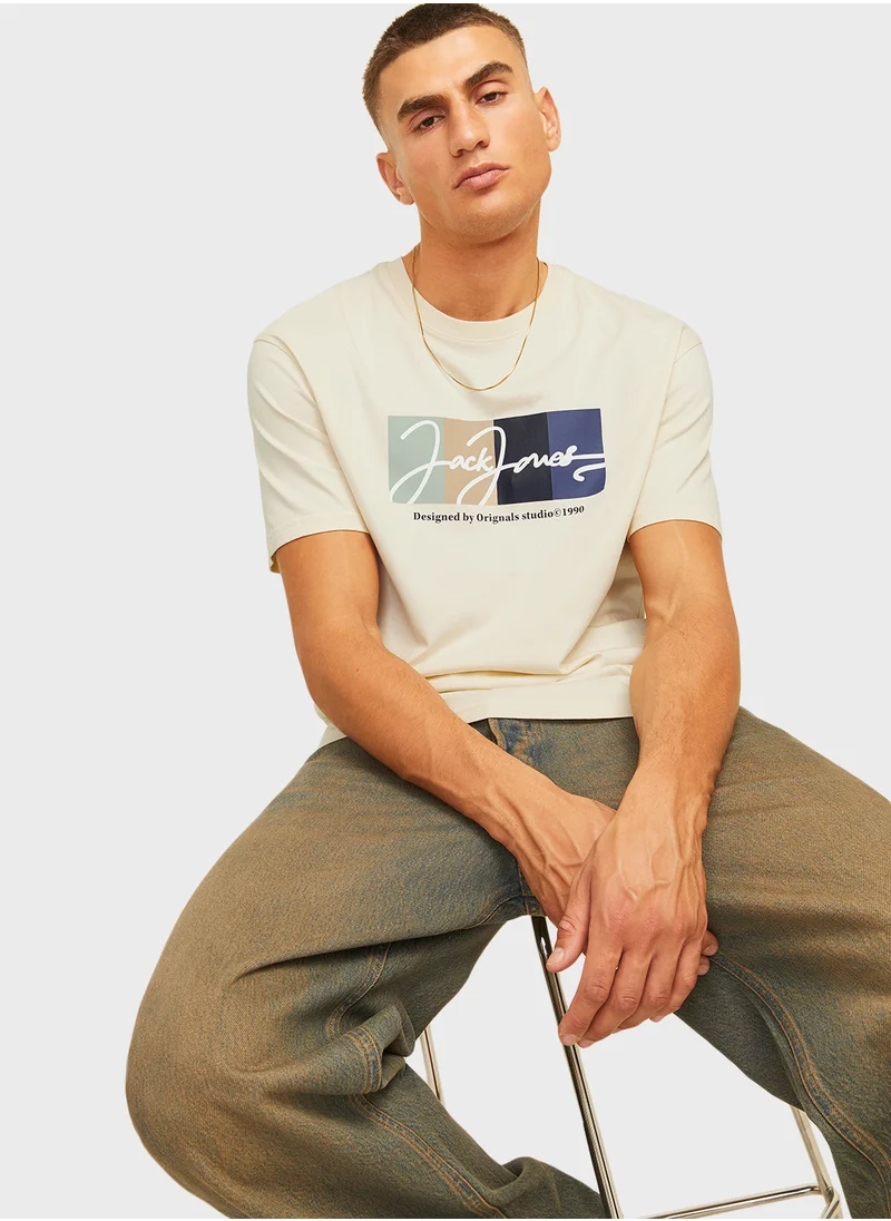 JACK & JONES Jorportland Logo Crew Neck T-Shirt