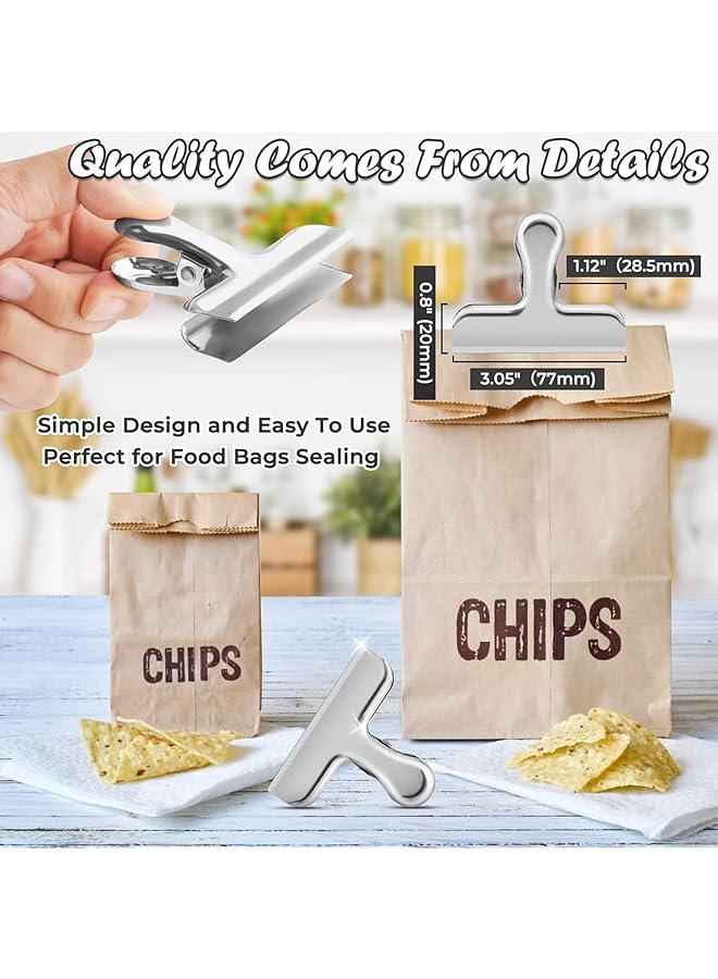 erorex 6 Pcs Chip Clips Stainless Steel Chip Clip Chip Clips Bag Clips Food Clips Bag Clips For Food Office Kitchen Home Usage - Image 2
