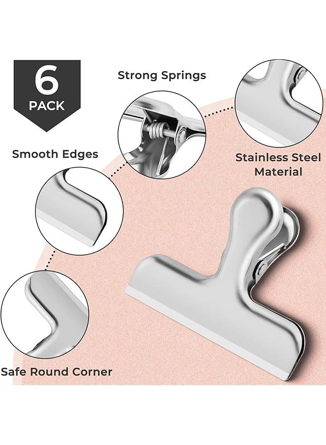 erorex 6 Pcs Chip Clips Stainless Steel Chip Clip Chip Clips Bag Clips Food Clips Bag Clips For Food Office Kitchen Home Usage - Image 3