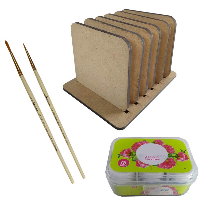 Penkraft Scandinavian Art on Square Tea Coasters with Stand DIY kit Free Video Tutorial - Image 2