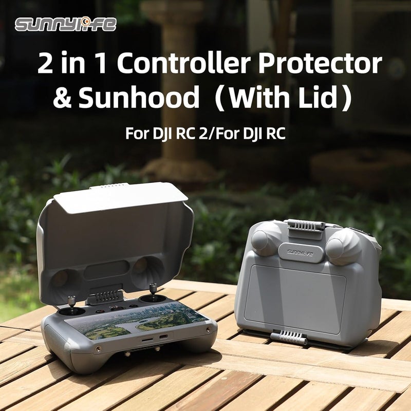2 في 1 واقي وحدة التحكم غطاء شمسي حماية عصي التحكم غطاء مراقبة واقي شمسي لـ DJI RC 2/1 لـ Air 3/ Mini 3 Pro (لـ RC 2) - Image 2