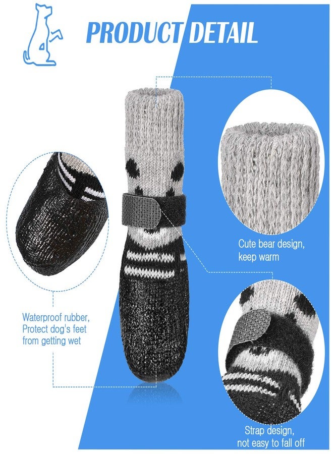 Weewooday 2 Sets Dog Cat Boots Shoes Socks Waterproof Dog Shoes Rain Snow Dog Booties Anti-Slip Dog Sock Shoes with Adjustable Drawstring for Small Puppy, Black, Blue(Size 1: 1.95'' L X 1.56'' W) - Image 3