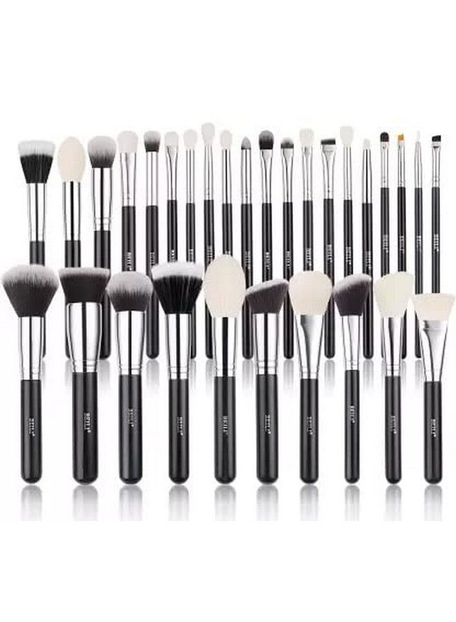 BEILI Makeup Brushes ; Set Of 30Pc Makeup Brushes For Professionals ; Classic Black Color Synthetic Kabuki Foundation Blending Brush ; Make Up Applicators Brush Set - Image 1
