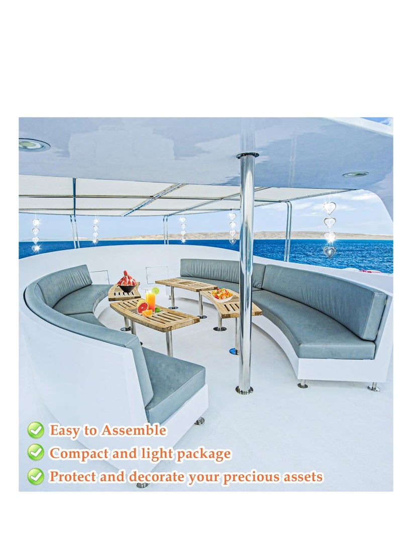 مجموعة أقراص تخويف الطيور المعدنية الهولوغرامية عالية الانعكاس ذات الوجهين لعواكس الطيور للنوافذ أجهزة زخرفية متلألئة لدفع الطيور بعيداً 4 خيوط - Image 5