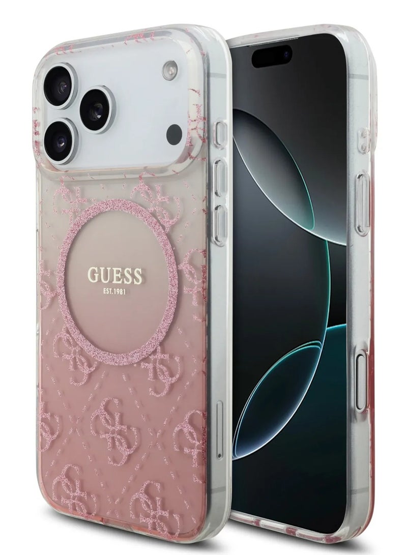 GUESS iPhone 17 Pro MagSafe Case / MagSafe PC+TPU Case With Gradient Glitter - Pink - Image 1