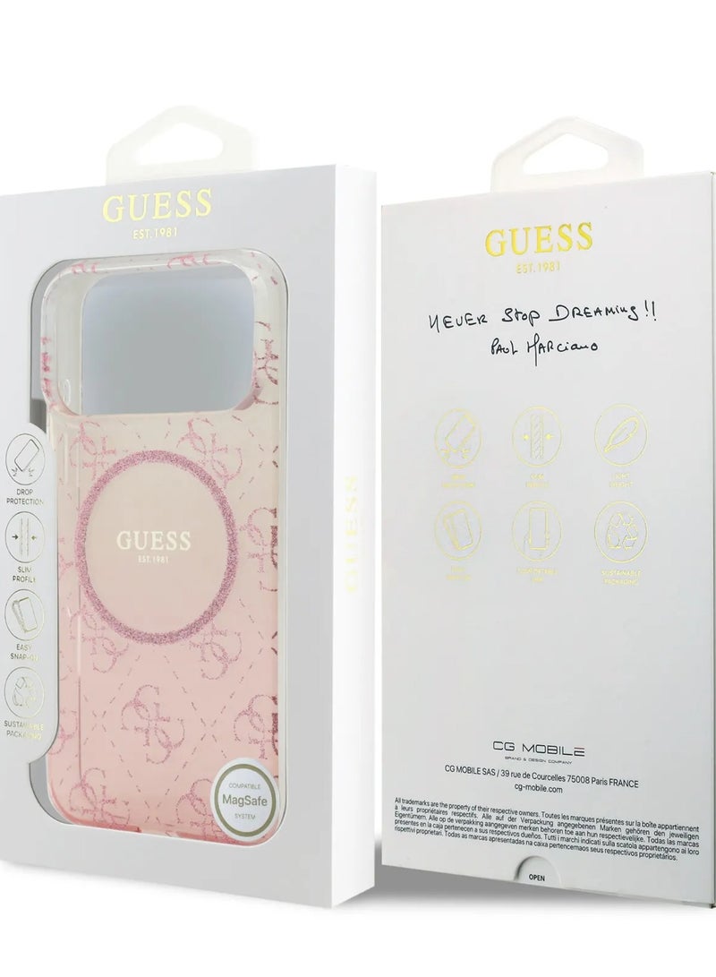 GUESS iPhone 17 Pro MagSafe Case / MagSafe PC+TPU Case With Gradient Glitter - Pink - Image 5