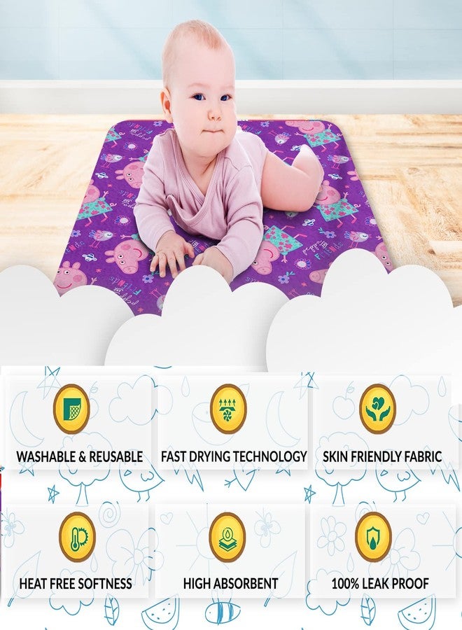 Sassoon Polyester Peppa Pig Printed Washable and Waterproof Medium Size Dry Sheet/Bed Protector for Kids- Multi Colored (70 x 100 cm) - Image 3