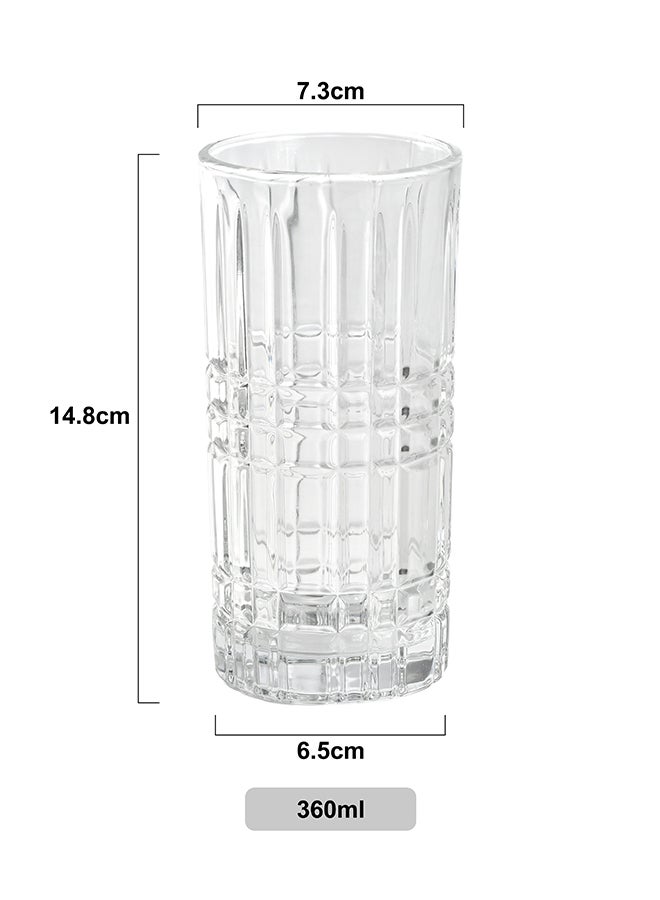 Ollieroo كؤوس عالية بنقش بارز، مجموعة من 6 كؤوس شرب، 360 مل كؤوس مشروبات متينة للكوكتيليات، الماء، العصير، البيرة، النبيذ - مجموعة زجاجيات إصدار خاص، آمنة للغسالة - Image 4