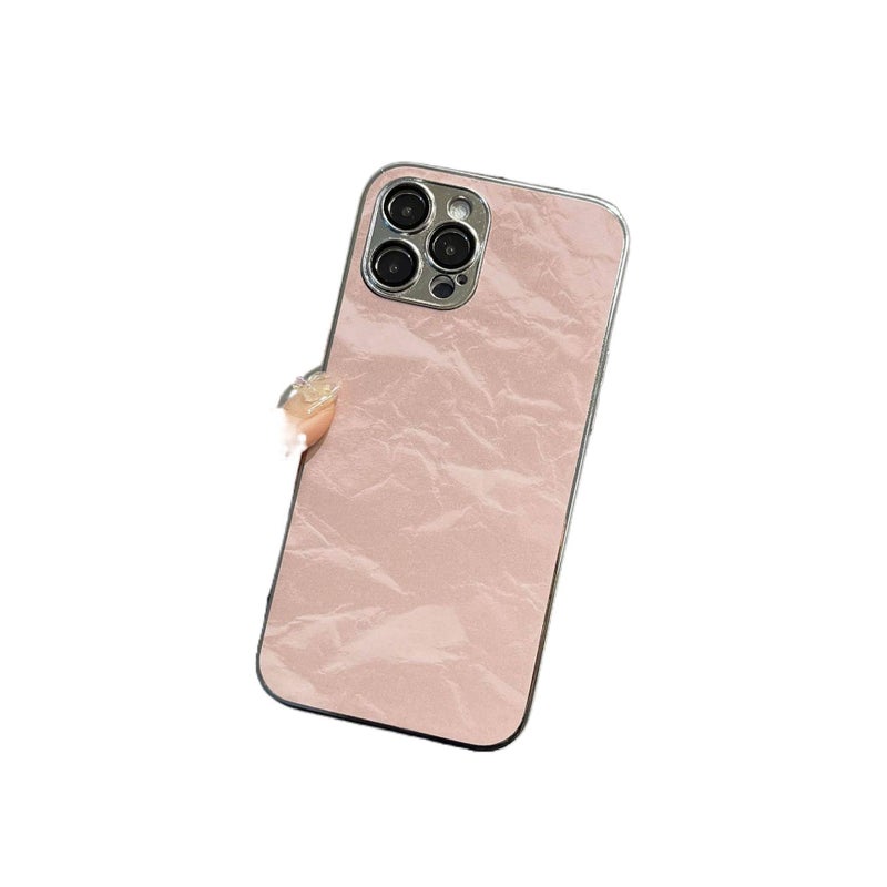 غطاء واقي بFabric باللون وردي مضاد للانزلاق لـ iPhone 15 / 15 Plus / 15 Pro / 15 Pro Max مع حافة مطلية بالكهرباء وحماية العدسة مع قبضة مضادة للانزلاق مع مقاوم للخدش خفيف الحمل - Image 1