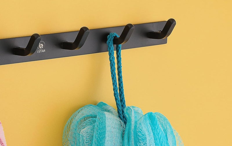 iSTAR 304 Stainless Steel Antique Black 6 Pin for Bathroom Cloth Hooks Hanger Door Wall Robe Hooks Rail for Hanging Keys,Clothes,Towel (Pack of 1, Black) - Image 5