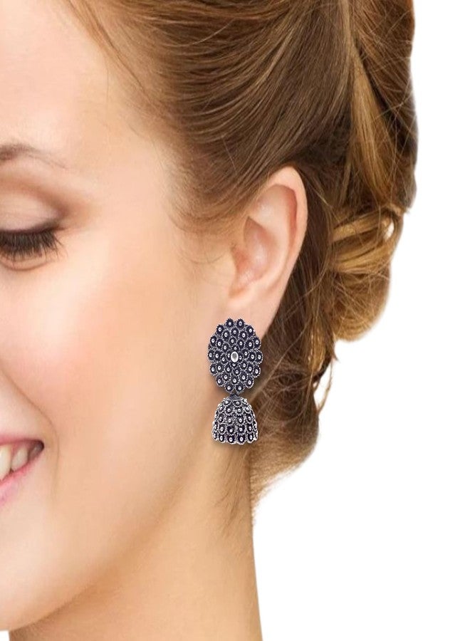 Elleva Artificial Earrings for Women Stylish Combo | Traditional Jhumkas for Wedding Oxidised Jewellery set for Girls Birthday Gift Set of 3 Pair (Pack of 1) - Image 2