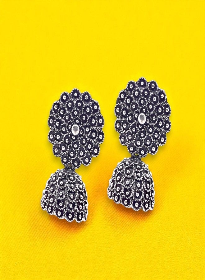 Elleva Artificial Earrings for Women Stylish Combo | Traditional Jhumkas for Wedding Oxidised Jewellery set for Girls Birthday Gift Set of 3 Pair (Pack of 1) - Image 3