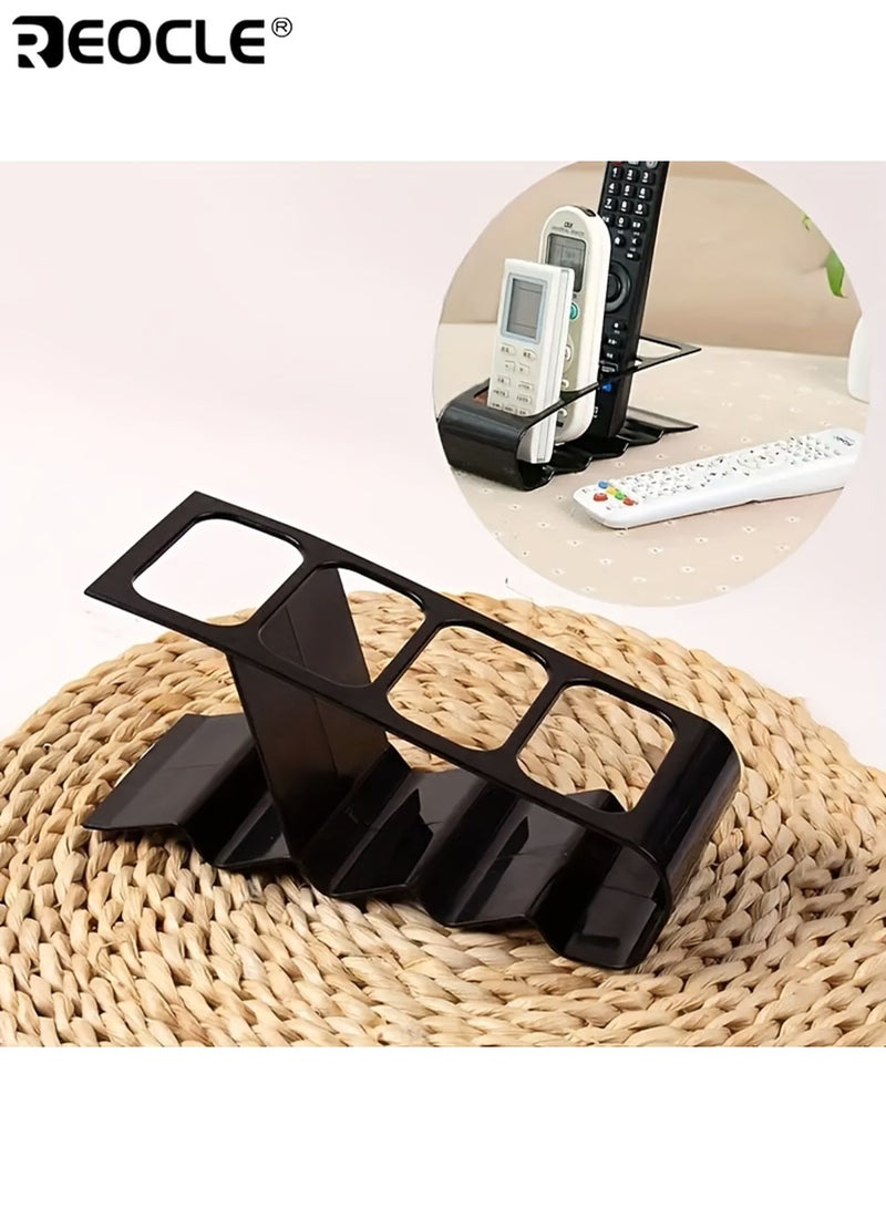 REOCLE 2pcs 4-Compartment Remote Control Holder Plastic Caddy for Household ltems Multi-Use Desktop Practical Home Storage Rack Open Storage Bins for Home Organization - Image 4