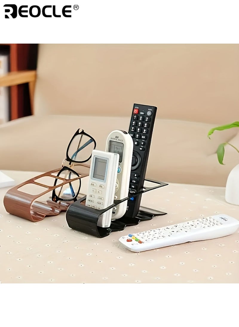 REOCLE 2pcs 4-Compartment Remote Control Holder Plastic Caddy for Household ltems Multi-Use Desktop Practical Home Storage Rack Open Storage Bins for Home Organization - Image 5