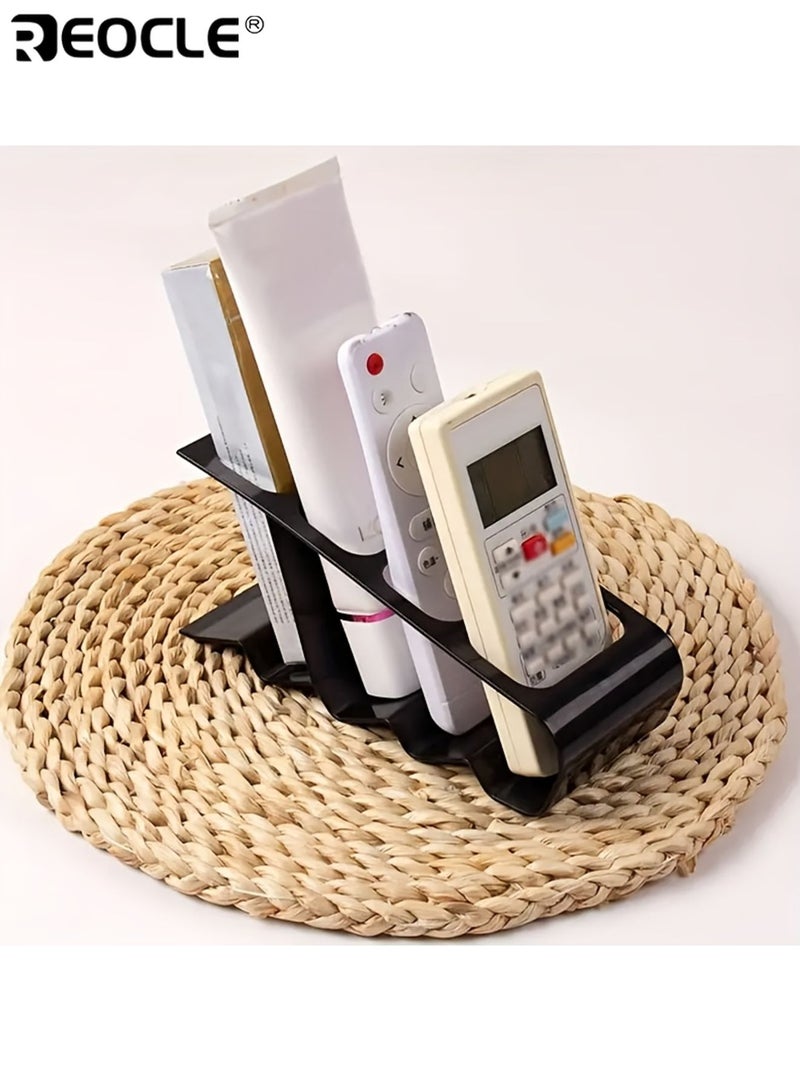 REOCLE 2pcs 4-Compartment Remote Control Holder Plastic Caddy for Household ltems Multi-Use Desktop Practical Home Storage Rack Open Storage Bins for Home Organization - Image 3