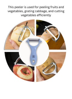 British Chef Fruit Peeler with Stainless Steel Blade, Kitchen Vegetable Peeler, Cabbage Grater, Multifunctional Vegetable Cutter, Ergonomic Light Blue Handle  - Image 5