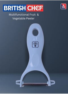 British Chef Fruit Peeler with Stainless Steel Blade, Kitchen Vegetable Peeler, Cabbage Grater, Multifunctional Vegetable Cutter, Ergonomic Light Blue Handle  - Image 2
