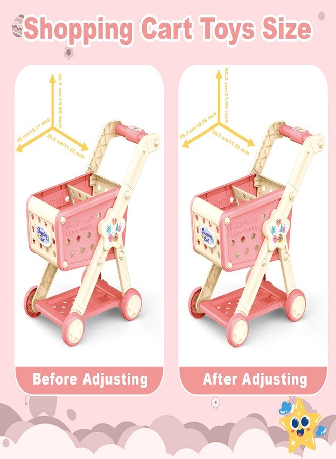 RedCrab Kids Shopping Cart,75PCS Toy Shopping Cart Playset with Food Shop Accessories, Adjustable Shopping Cart Arm,Shopping Basket Grocery Store Games for Ages 3 4 5 67 8+ (Red) - Image 5