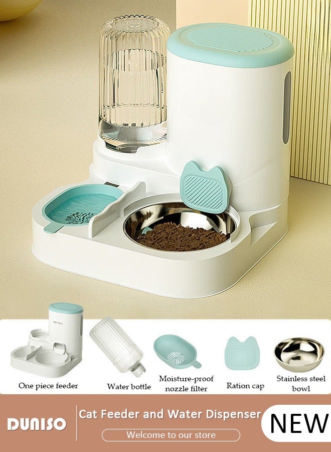 DUNISO مغذي وموزع مياه للكلاب والقطط 2 في 1، مغذي قطط بالجاذبية، مغذي قطط أوتوماتيكي قابل للفصل، مجموعة وعاء طعام وماء للقطط، حاويات تخزين طعام الحيوانات الأليفة بسعة كبيرة للكلاب والقطط والحيوانات الأليفة الأخرى، مغذي وموزع مياه للسفر - Image 1