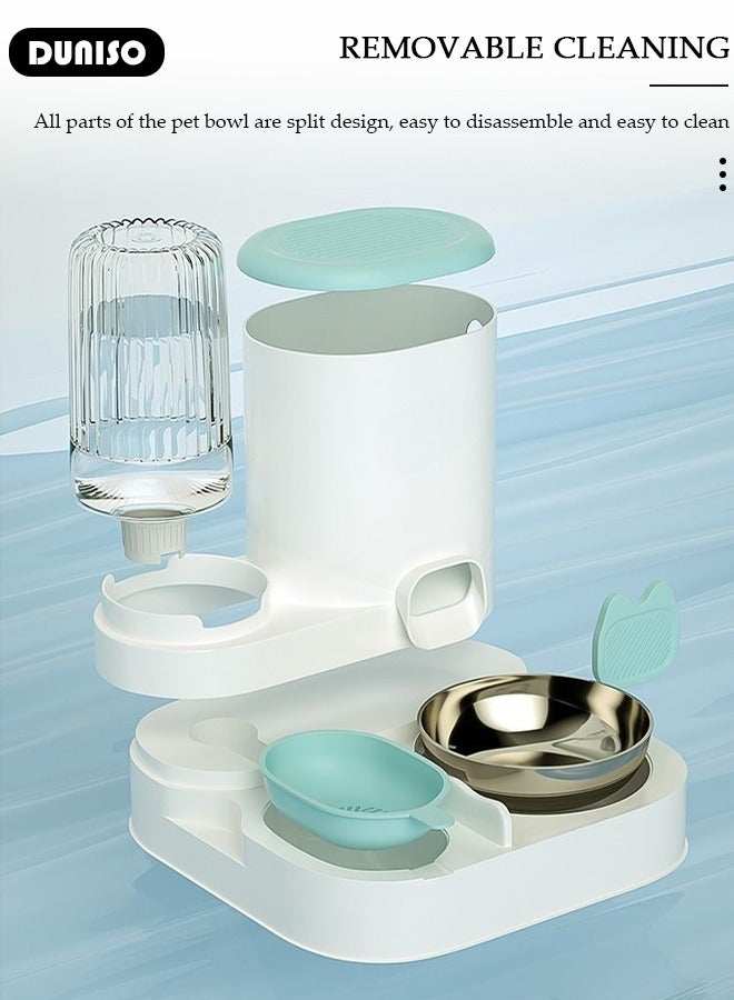 DUNISO مغذي وموزع مياه للكلاب والقطط 2 في 1، مغذي قطط بالجاذبية، مغذي قطط أوتوماتيكي قابل للفصل، مجموعة وعاء طعام وماء للقطط، حاويات تخزين طعام الحيوانات الأليفة بسعة كبيرة للكلاب والقطط والحيوانات الأليفة الأخرى، مغذي وموزع مياه للسفر - Image 2
