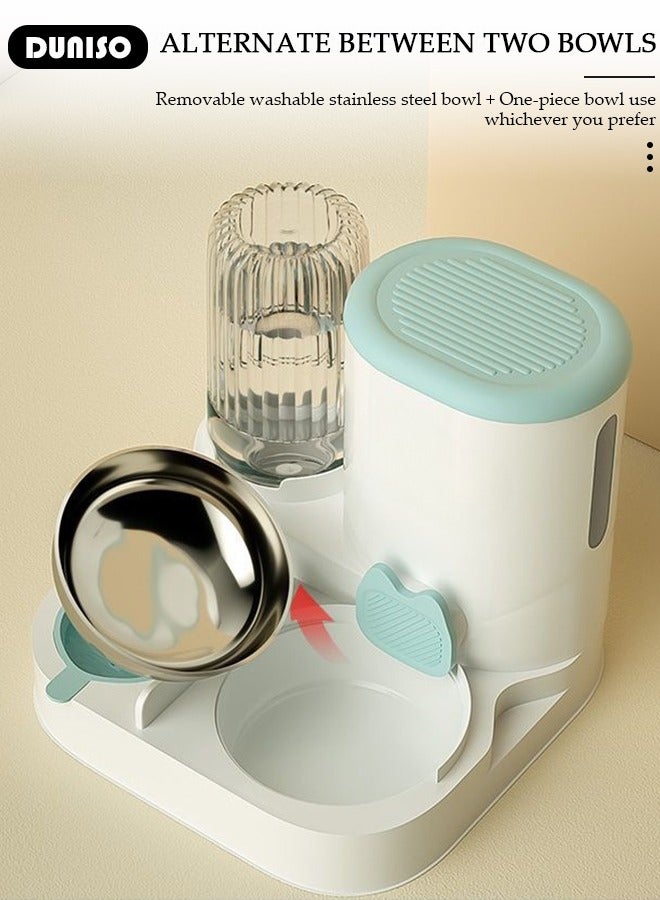 DUNISO مغذي وموزع مياه للكلاب والقطط 2 في 1، مغذي قطط بالجاذبية، مغذي قطط أوتوماتيكي قابل للفصل، مجموعة وعاء طعام وماء للقطط، حاويات تخزين طعام الحيوانات الأليفة بسعة كبيرة للكلاب والقطط والحيوانات الأليفة الأخرى، مغذي وموزع مياه للسفر - Image 5
