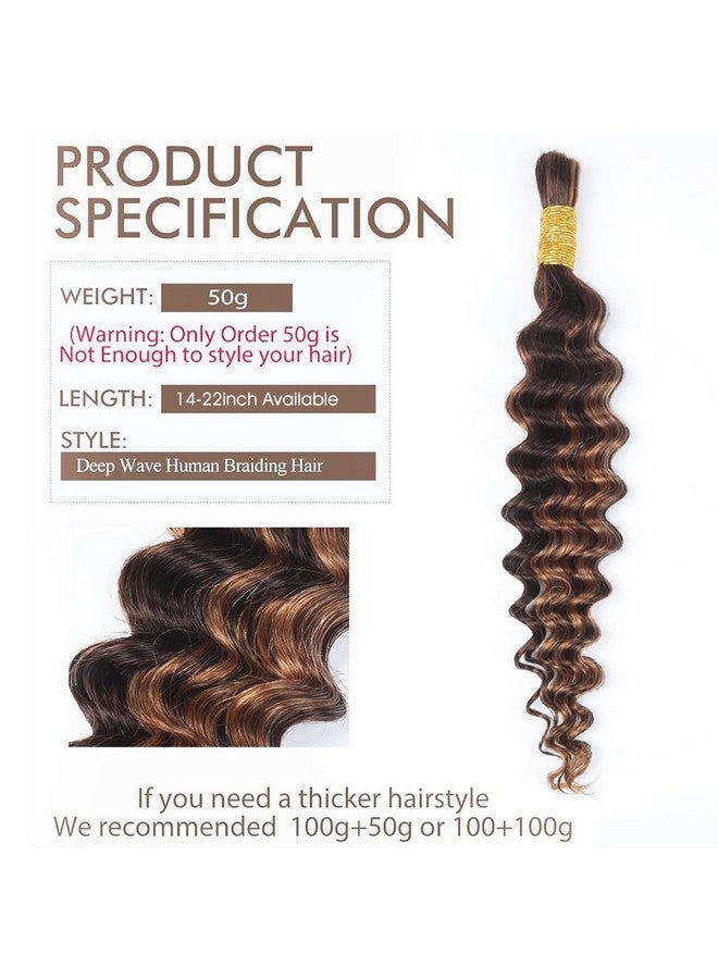 أودير شعر بشري مموج عميق من أودير للتضفير بدون خصلة، 100% غير معالج، هايلايت أومبري، ضفائر دقيقة، وصلات شعر بشري مجعد لتضفير بوهو، حزمة واحدة (22 بوصة، P430، 50 جرام) - Image 4