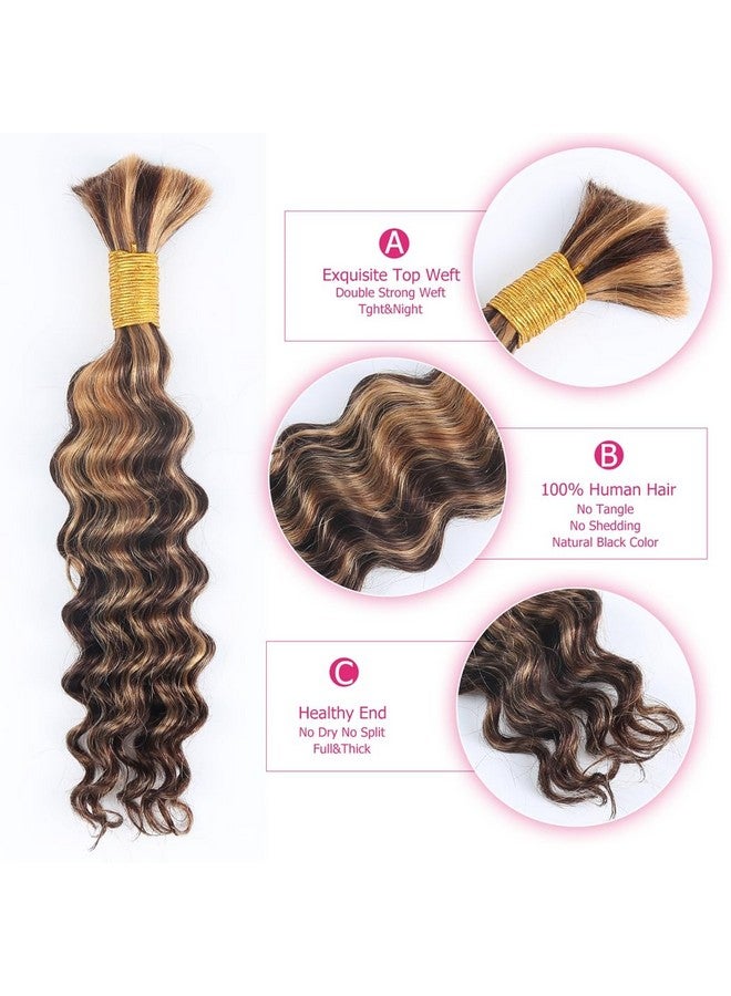 أودير شعر بشري مموج عميق من أودير للتضفير بدون خصلة، 100% غير معالج، هايلايت أومبري، ضفائر دقيقة، وصلات شعر بشري مجعد لتضفير بوهو، حزمة واحدة (22 بوصة، P430، 50 جرام) - Image 3