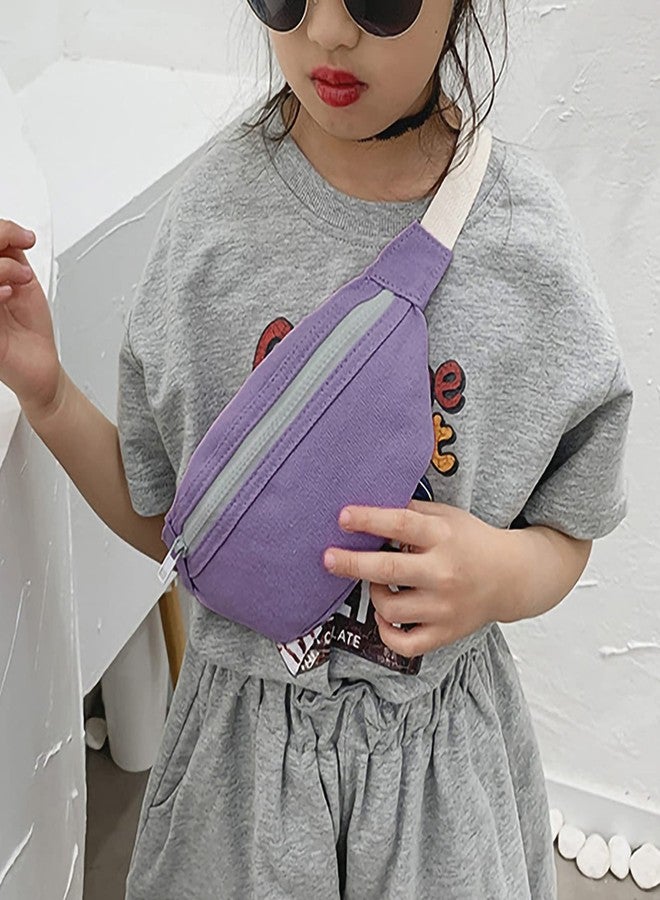 DB11 Unisex Boys' Girls' Waist Fanny Packs Solid Canvas Chest Crossbody Purse Bags 7 Colors (Purple) - Image 4