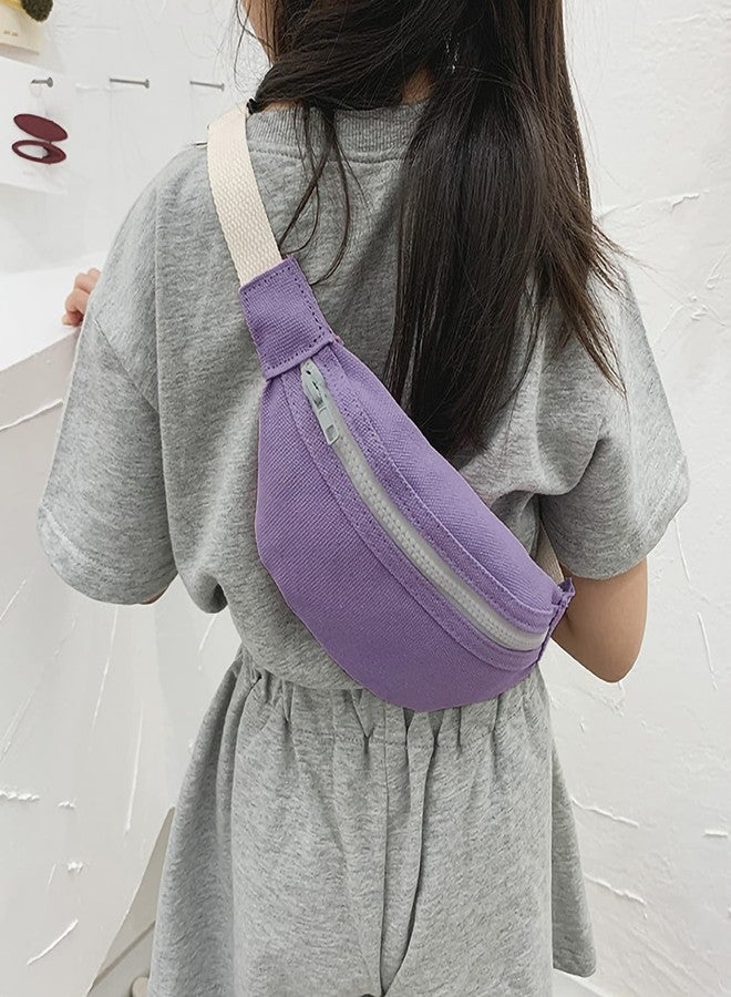 DB11 Unisex Boys' Girls' Waist Fanny Packs Solid Canvas Chest Crossbody Purse Bags 7 Colors (Purple) - Image 5