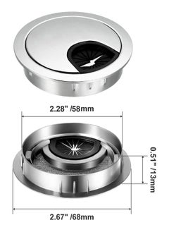 Generic Metal Desk Cable Grommet 60mm - 2 Pack, Table Hole Cover for Computer Cables, Wire Organizer for Office Desks, Brushed Chrome Finish  - Image 4