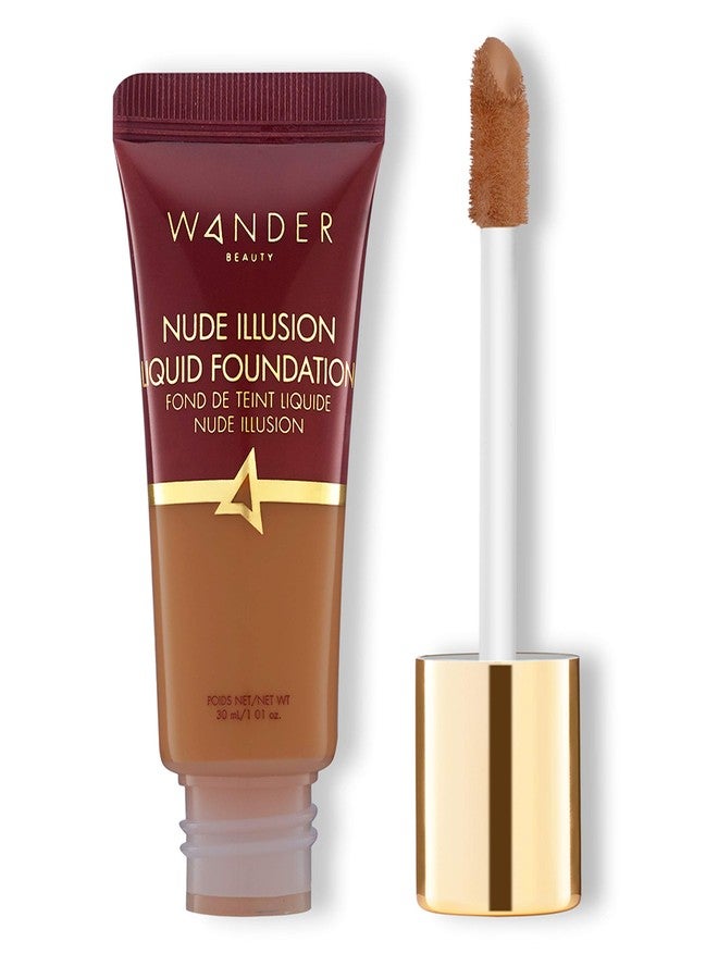 Wander Beauty Nude Illusion Liquid Foundation - Rich Deep - Medium to Full Coverage with Niacinamide & Lotus Extract - Natural Skin Finish - Blurs, Conceals & Contours - Travel-Friendly Tube - Image 1