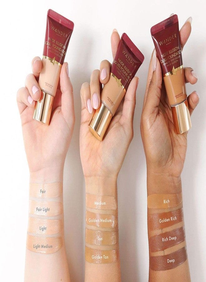 Wander Beauty Nude Illusion Liquid Foundation - Rich Deep - Medium to Full Coverage with Niacinamide & Lotus Extract - Natural Skin Finish - Blurs, Conceals & Contours - Travel-Friendly Tube - Image 2