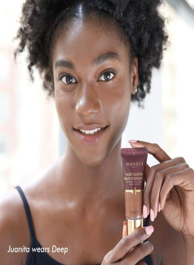 Wander Beauty Nude Illusion Liquid Foundation - Rich Deep - Medium to Full Coverage with Niacinamide & Lotus Extract - Natural Skin Finish - Blurs, Conceals & Contours - Travel-Friendly Tube - Image 4