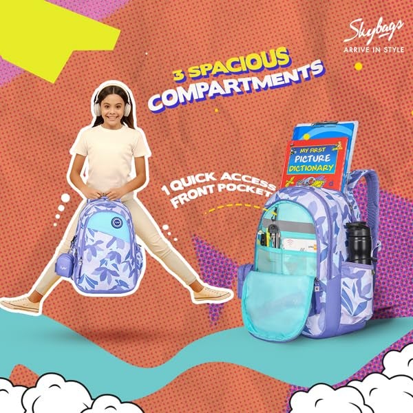 Skybags Bloom 30 Litres Purple School Bag For Girls - Image 3