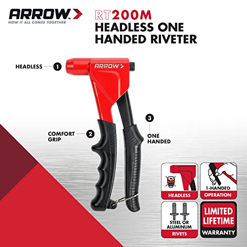Arrow Fastener Arrow RT200M Headless OneHanded Rivet Tool Manual Riveter for Metal Fabric Leather and Auto Repair Uses 18Inch 316Inch 516Inch Rivets - Image 3