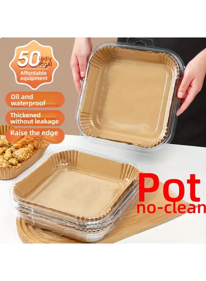 50pcs High Temp Resistant Air Fryer Liners 6 5x6 5 Inch Non Stick Baking Sheets - Image 1