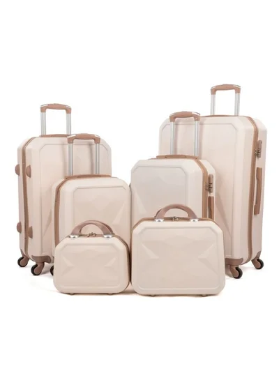 LIMRA 6-Piece Trolley Bags Luggage Set Beige/gold