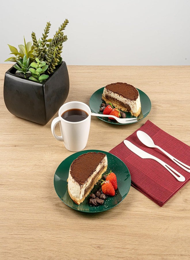 Restaurantware-Moderna 7.5 Inch Premium Disposable Plates, 40 Round Plastic Plates For Parties - Durable, Heavy-duty, Forest Green Plastic Dinner Plate, For Warm And Cold Foods, Ideal For Cafes - Image 3