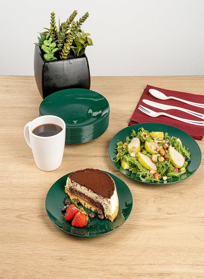 Restaurantware-Moderna 7.5 Inch Premium Disposable Plates, 40 Round Plastic Plates For Parties - Durable, Heavy-duty, Forest Green Plastic Dinner Plate, For Warm And Cold Foods, Ideal For Cafes - Image 5