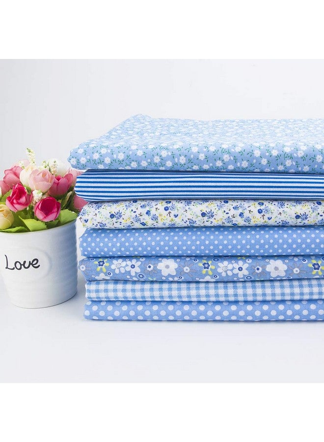 Antetek 7Pcs 20" X 20" Cotton Fabric Diy Making Supplies Quilting Patchwork Fabric Fat Quarter Bundles Diy For Quilting Patchwork Cushions Cotton Fabric For Patchwork (20" X 20" Blue) - Image 1