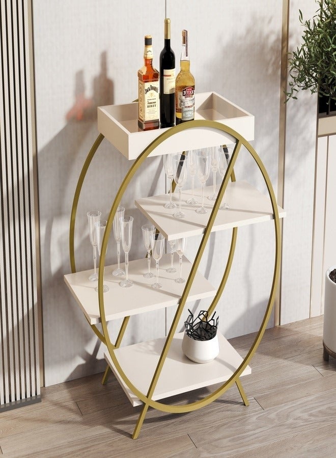 JB  MOVEIS Side Table Round4Layer Gold/Off White Color90x39x90  - Image 1