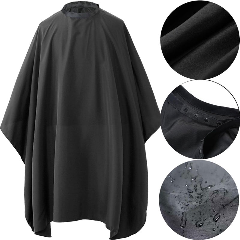 Borogo Professional Hair Cutting Cape with Neck Duster Brush, Salon Barber Cape, Hairdressing Accessories Black - Image 3