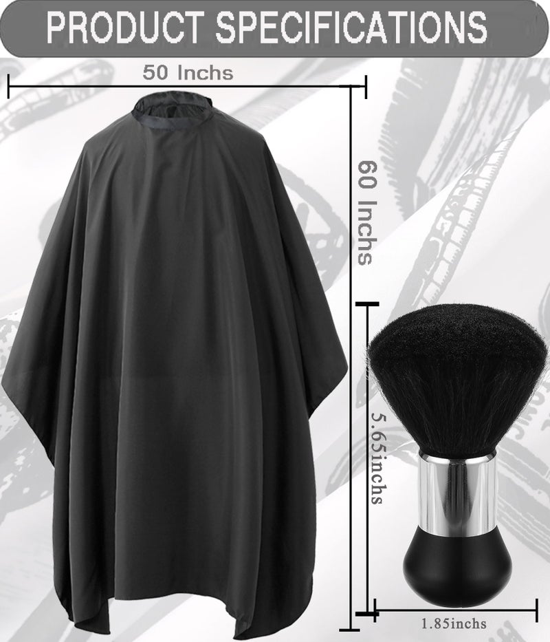 Borogo Professional Hair Cutting Cape with Neck Duster Brush, Salon Barber Cape, Hairdressing Accessories Black - Image 2