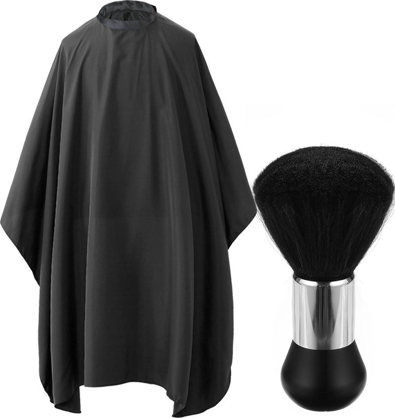 Borogo Professional Hair Cutting Cape with Neck Duster Brush, Salon Barber Cape, Hairdressing Accessories Black - Image 1