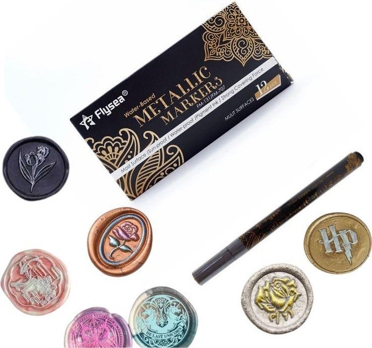 Sealing Wax Contour Touch Up Paint Pen Metallic 12 Color Options Black