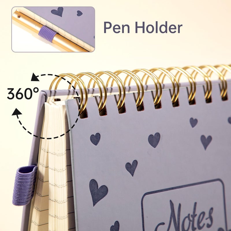 Yoment Top Spiral Notebook A5 Leather Hardcover Steno Pads, 240 Pages 100 GSM Cute Top Bound Spiral Notebooks College Ruled 6 x 9, Left Handed Spiral Notepads for Work, School, Home, Purple - Image 3
